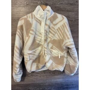 Free People FP Movement Rocky Ridge Fleece Button Front Jacket XS Cream NEW